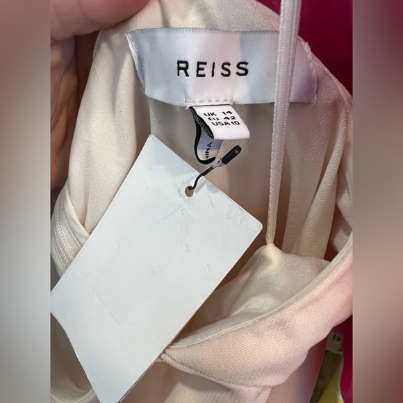 REISS Riana Color block Bodycon Dress in White/Nude/Black Womens Size 10 - Picture 11 of 11